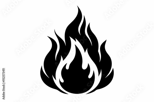 

flame and fire black icon silhouette vector, Fire flame icon
