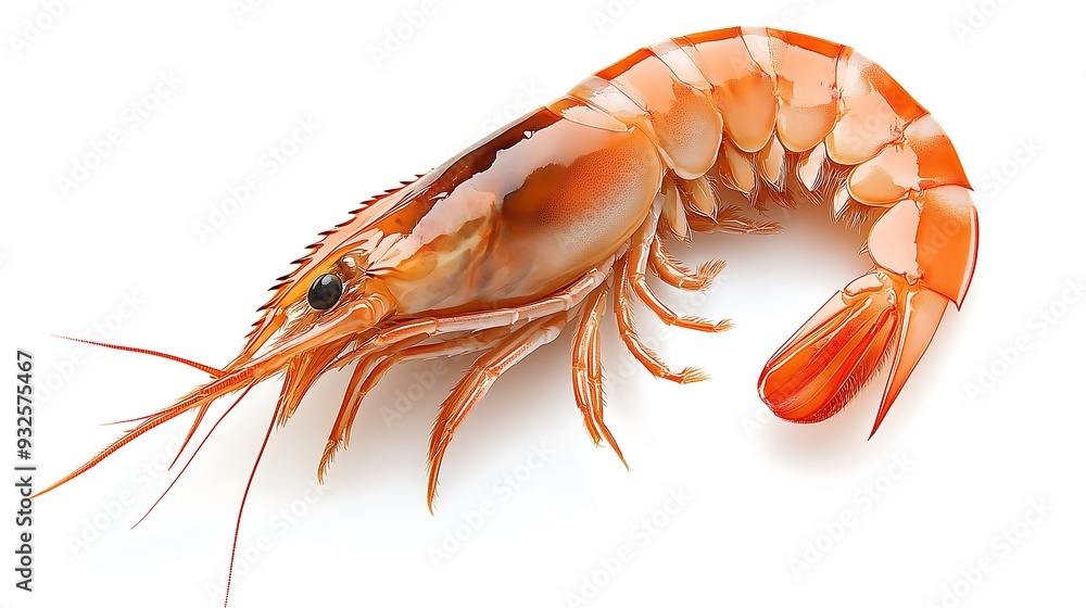 Detailed illustration of a vibrant shrimp on white background Detailed illustration of a vibrant shrimp on white background