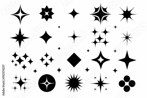 
sparkles icon vector bundle, set of star sparkles icons
