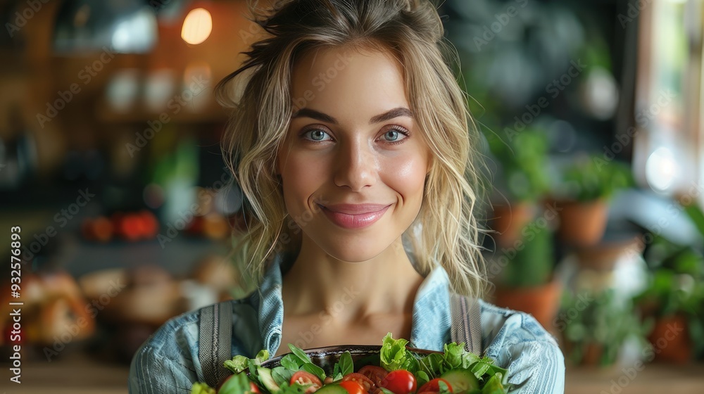 young woman eating salad in an office young woman eating salad in an office