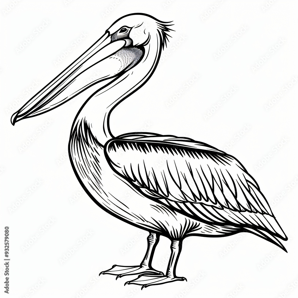 cartoon of a Pelican children coloring book page cartoon of a Pelican children coloring book page