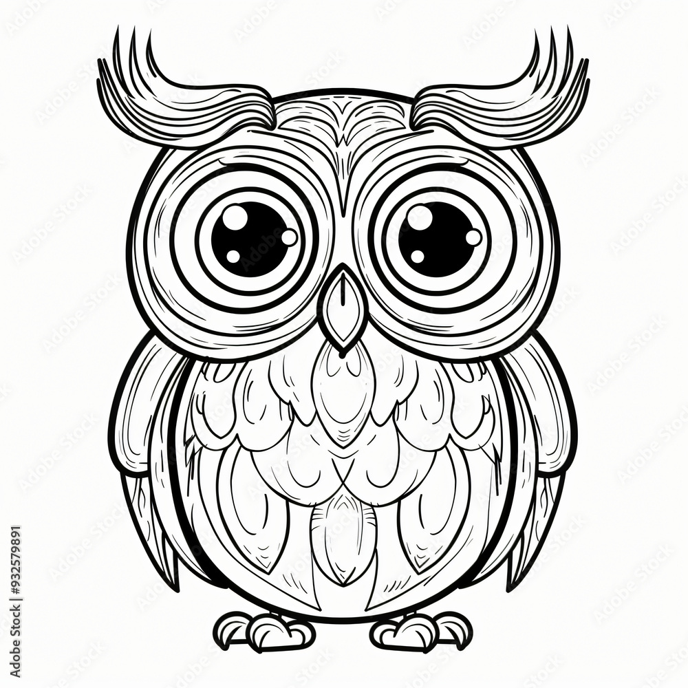 cartoon of a Owl children coloring book page cartoon of a Owl children coloring book page