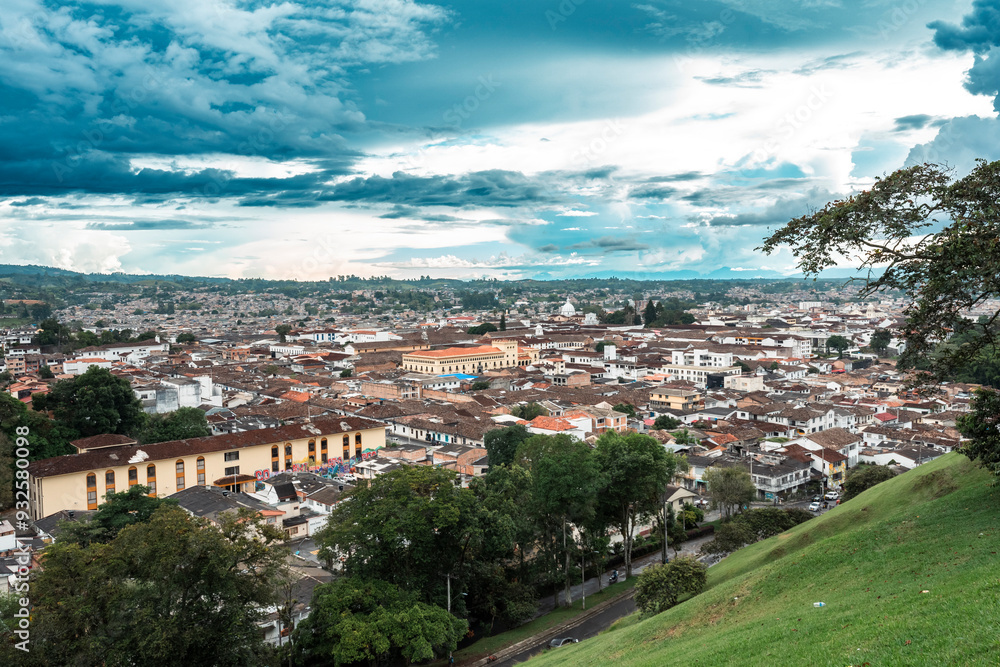 Panoramic landscape of Popayan with blue sky. Cauca, Colombia. Panoramic landscape of Popayan with blue sky. Cauca, Colombia.