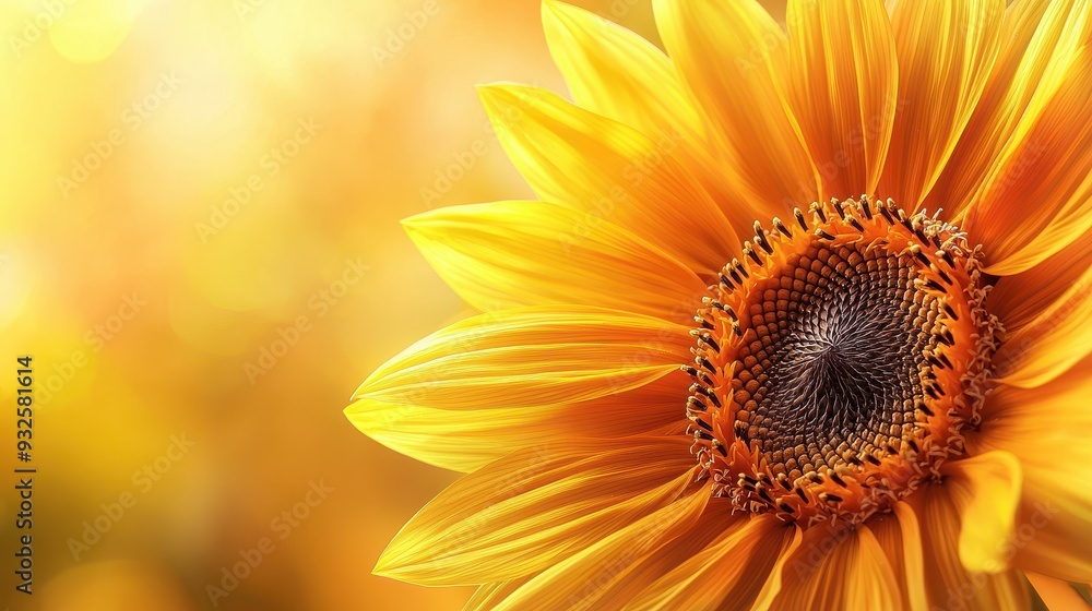 Closeup of a Bright Yellow Sunflower with Blurred Background Closeup of a Bright Yellow Sunflower with Blurred Background