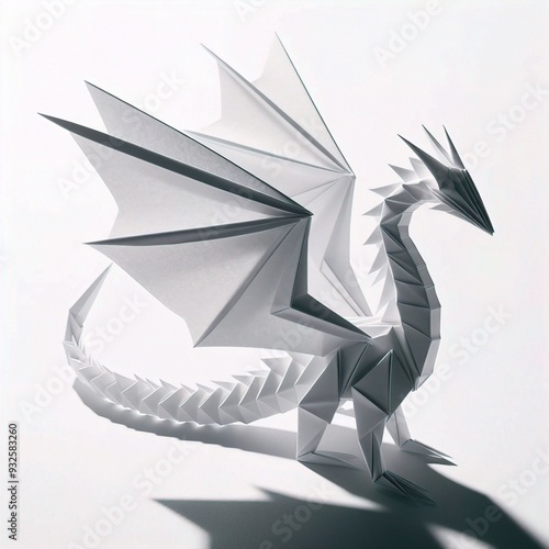 origami drangon paper isolated on a white background photo