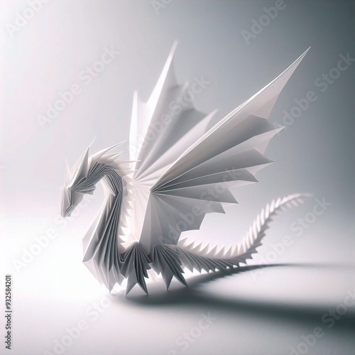 origami drangon paper isolated on a white background photo