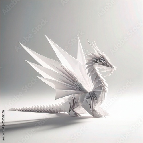 origami drangon paper isolated on a white background photo