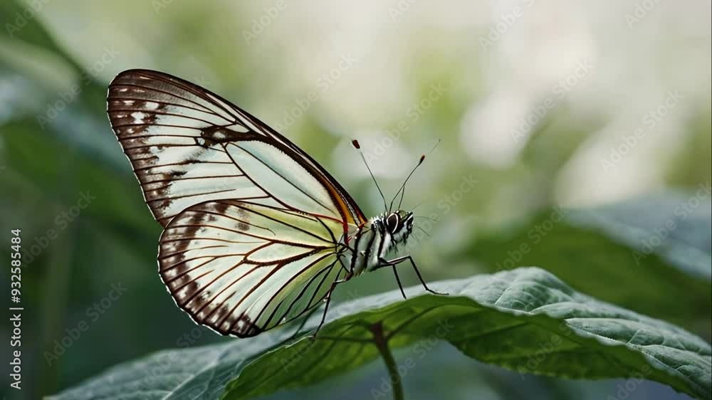 A butterfly with pastel wings lands on a leaf with soft veins, set against a light, blurred gradient background, creating a calm and delicate atmosphere. A butterfly with pastel wings lands on a leaf with soft veins, set against a light, blurred gradient background, creating a calm and delicate atmosphere.