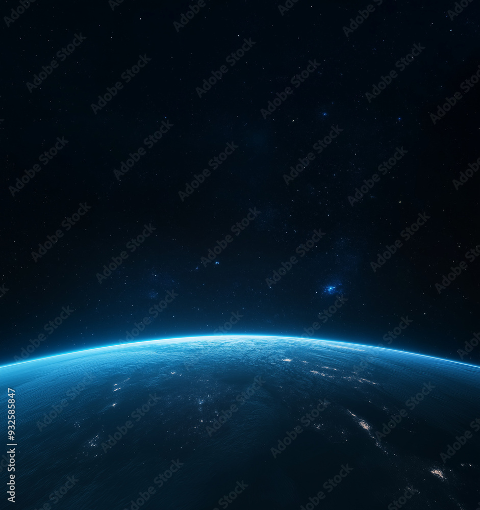 Obraz premium Stunning View of the Earth from Space, a Glimpse of Our Blue Planet Amidst the Vastness of the Universe, Space Exploration and Planetary Beauty