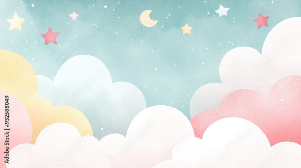 Pastel Sky with Clouds and Stars Pastel Sky with Clouds and Stars