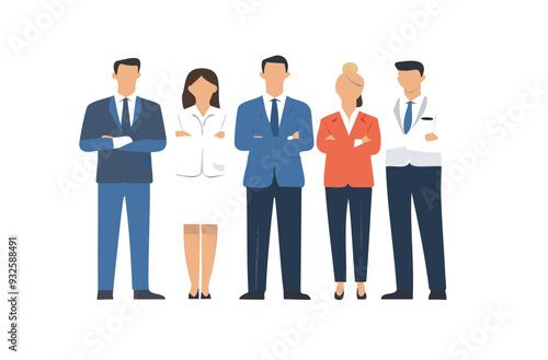 Group of people multicultural standing together. Graphic resource for website and illustration.