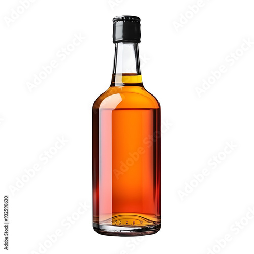 Classic Brown Rum Bottle on Pristine White Background for Branding and Advertising Purposes