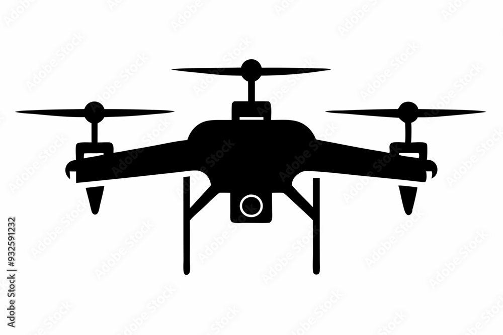 Drone silhouette vector, drone camera icon silhouette vector illustration Drone silhouette vector, drone camera icon silhouette vector illustration
