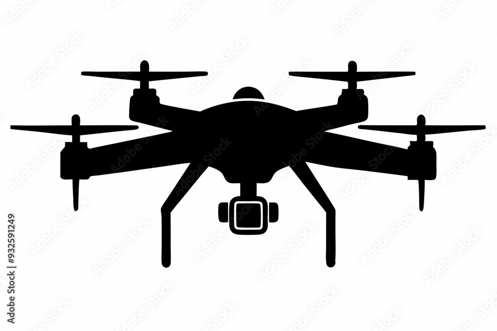 Drone silhouette vector, drone camera icon silhouette vector illustration Drone silhouette vector, drone camera icon silhouette vector illustration