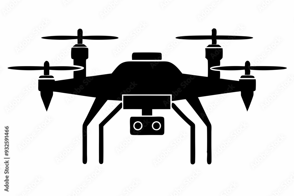 Drone silhouette vector, drone camera icon silhouette vector illustration Drone silhouette vector, drone camera icon silhouette vector illustration