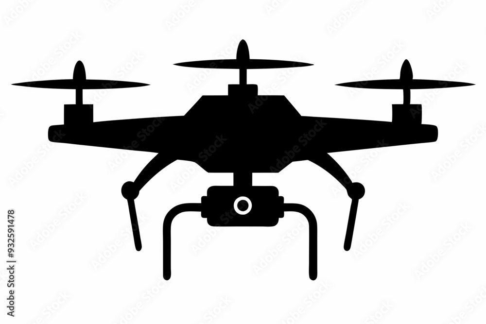Drone silhouette vector, drone camera icon silhouette vector illustration Drone silhouette vector, drone camera icon silhouette vector illustration