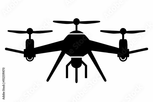 Drone silhouette vector, drone camera icon silhouette vector illustration