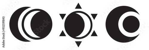 Sun and moon icon vector set. Day and night icon. Sunset, sun, moon vector icon concept.  