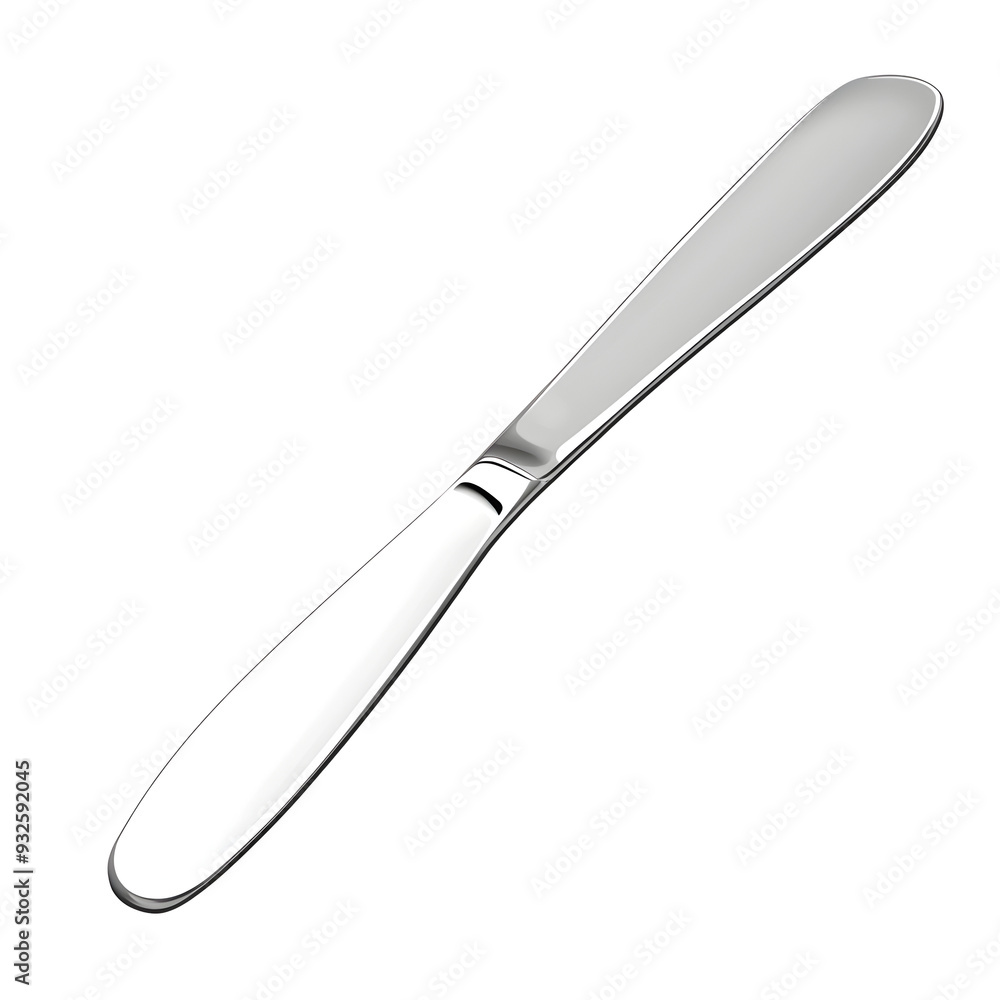 Elegant Stainless Steel Butter Knife on Plain White Background Elegant Stainless Steel Butter Knife on Plain White Background