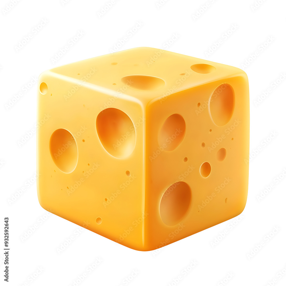 Graphic Geometric Cheese Block on Plain White Background Graphic Geometric Cheese Block on Plain White Background
