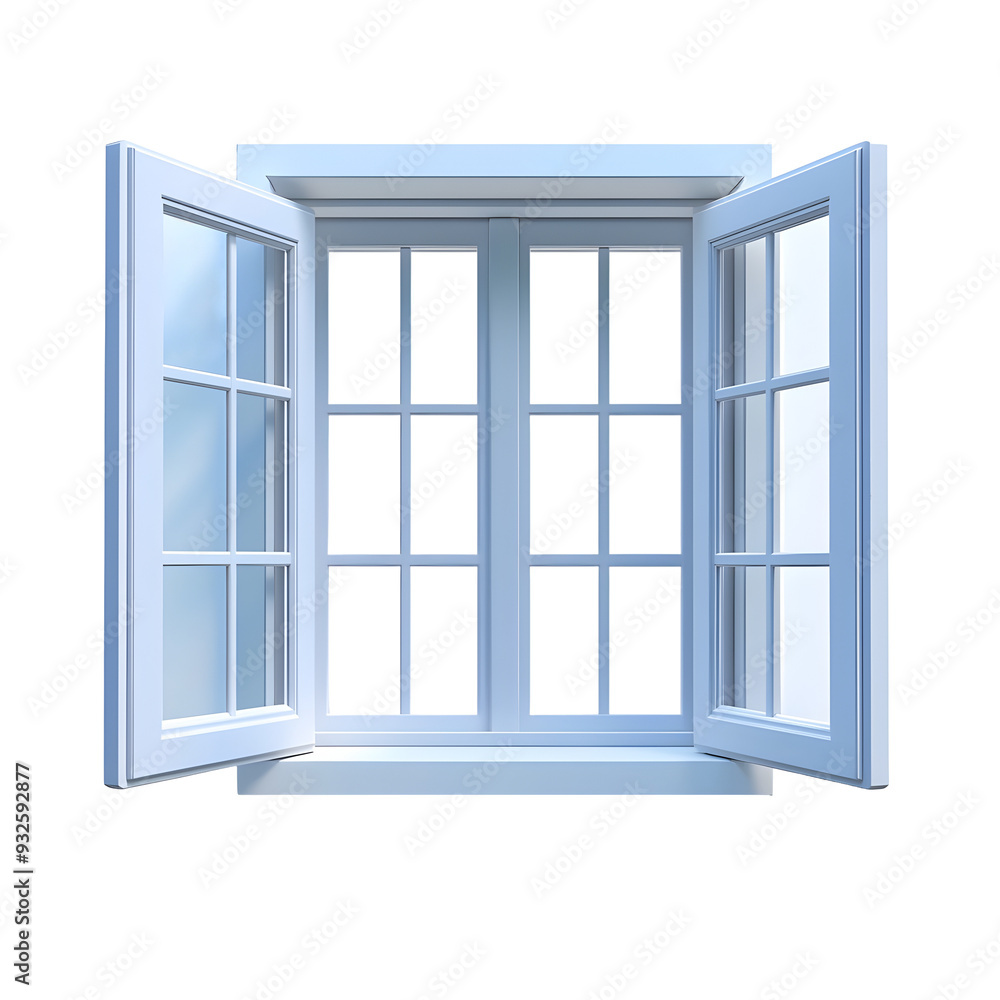 Isolated 3D Cartoon-Style Window on Minimalist White Background Isolated 3D Cartoon-Style Window on Minimalist White Background