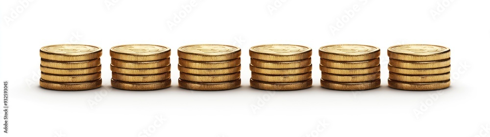 Stacks of Gold Coins on a White Background Stacks of Gold Coins on a White Background