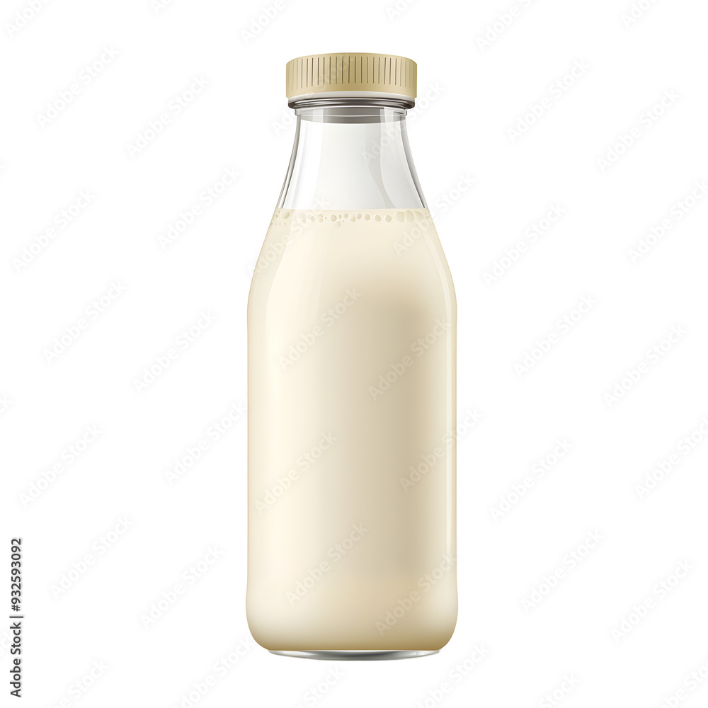 Lactose-free Milk Bottle with Detailed Label on White Background Lactose-free Milk Bottle with Detailed Label on White Background