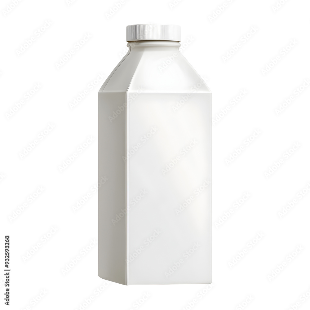 Minimalist 3D Rendered Milk Carton on Plain White Background Minimalist 3D Rendered Milk Carton on Plain White Background