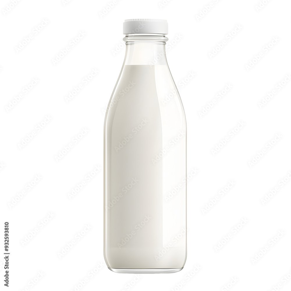 Skimmed Milk Bottle on Pristine White Background Skimmed Milk Bottle on Pristine White Background