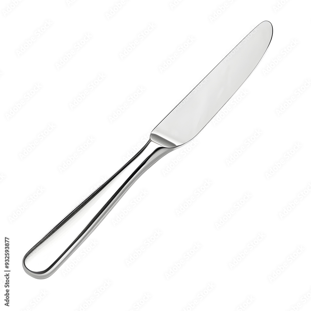 Sleek Stainless Steel Butter Knife on Pristine White Background Sleek Stainless Steel Butter Knife on Pristine White Background