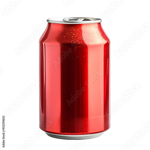 Vibrant Red Aluminum Soda Can Isolated on White Background