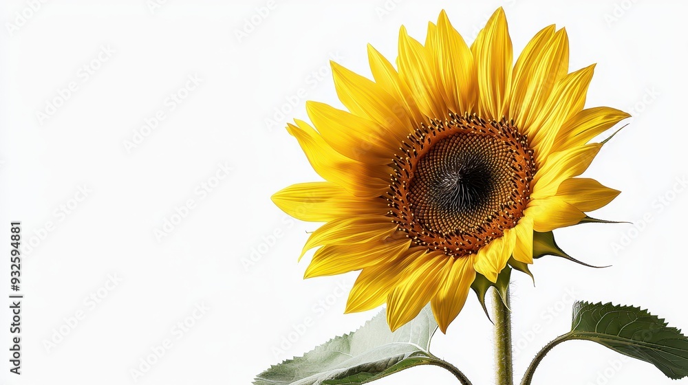 Fototapeta premium Yellow Sunflower Flower Bloom Isolated on White Background