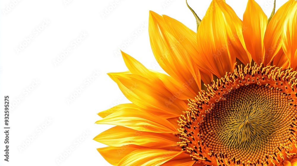 Obraz premium Close Up of Sunflower Petals and Seeds on White Background