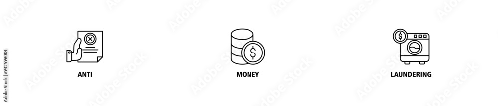 AML banner web icon set vector symbol illustration concept of anti money laundering with icon of bank, income, security, washing icons symbol live stroke and easy to edit AML banner web icon set vector symbol illustration concept of anti money laundering with icon of bank, income, security, washing icons symbol live stroke and easy to edit