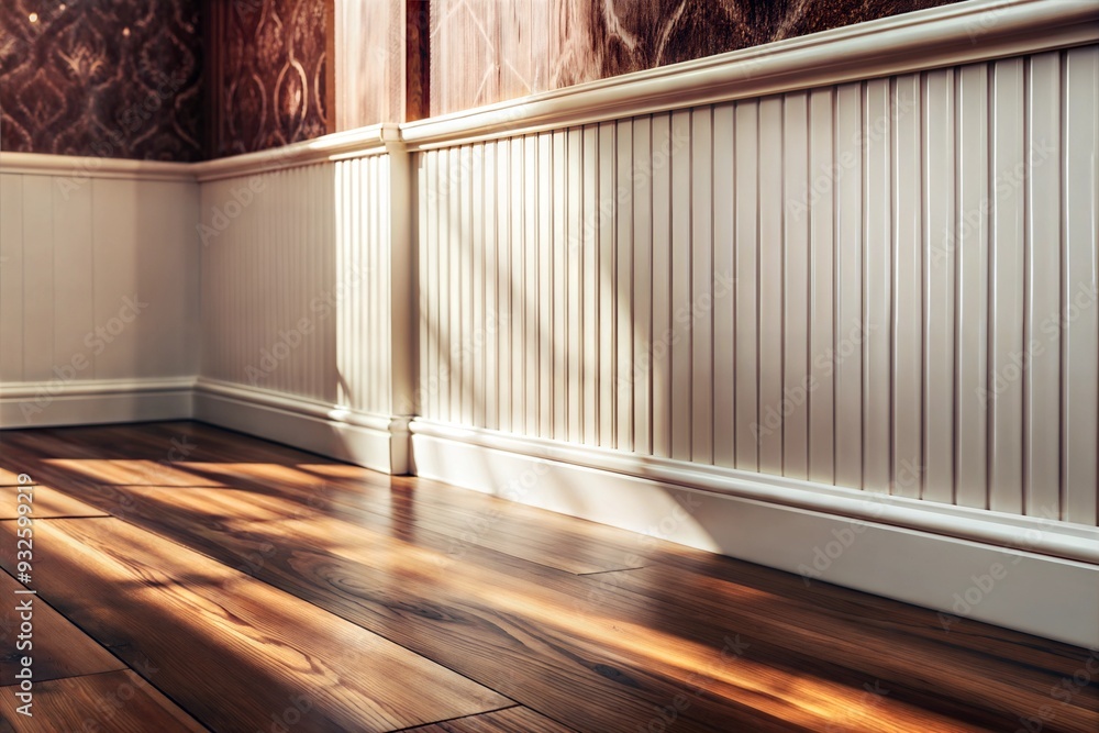 Obraz premium white wall with a wooden floor