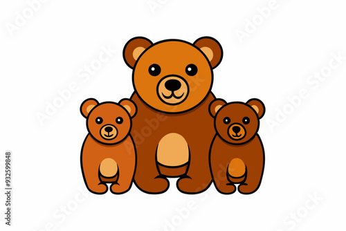 Silhouettes of a Bear with Cubs Mascot Logo Vector Printable Wildlife Graphic Design photo