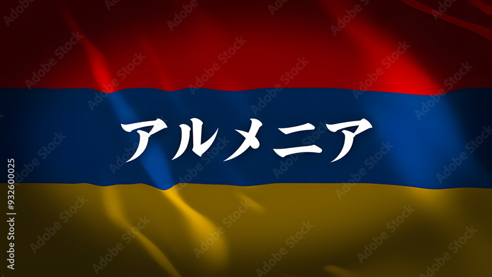 アルメニアの国旗に国名(日本語) アルメニアの国旗に国名(日本語)