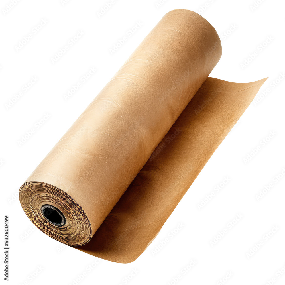 Roll of brown kraft paper isolated on transparent white background, clipping path Roll of brown kraft paper isolated on transparent white background, clipping path