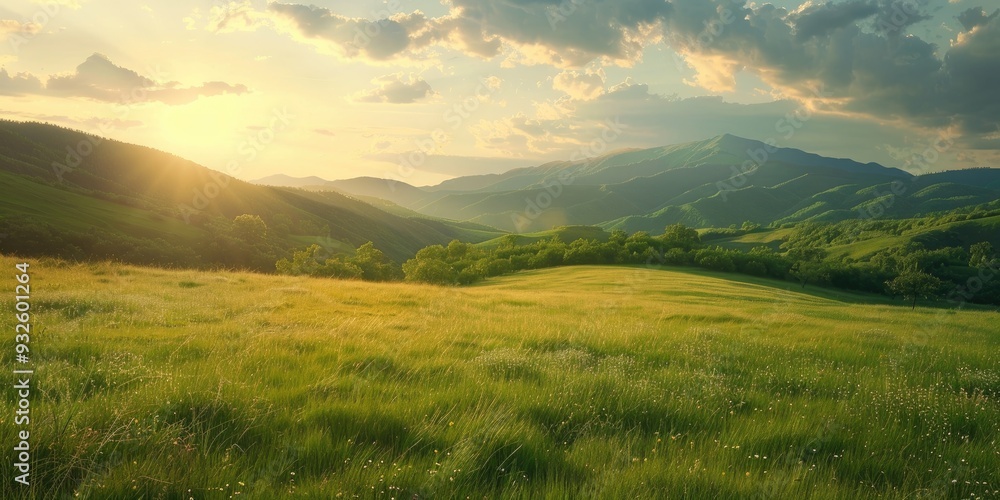 Fototapeta premium Scenic Hills and Lush Green Grass Outdoors