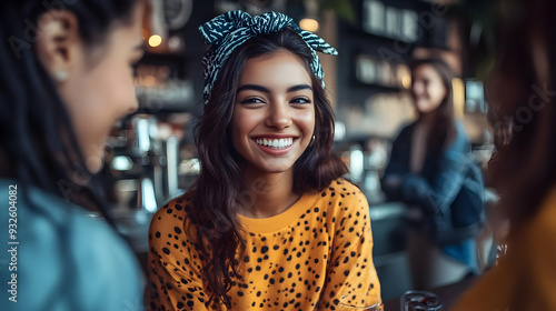 A cheerful young woman smil...