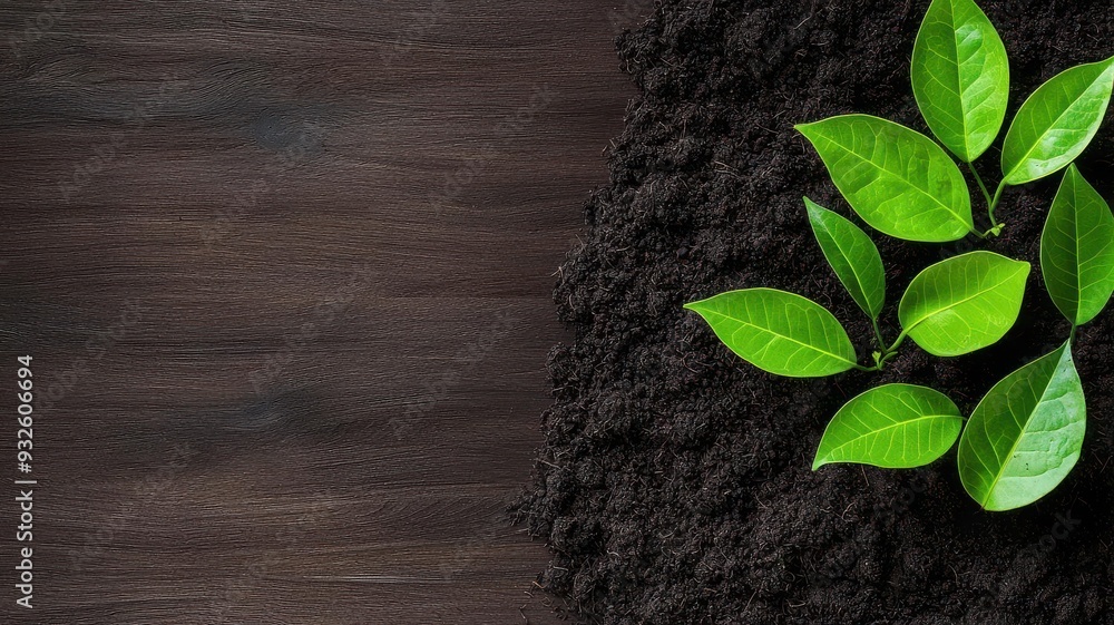 Naklejka premium Organic compost, rich and dark soil, 3D illustration