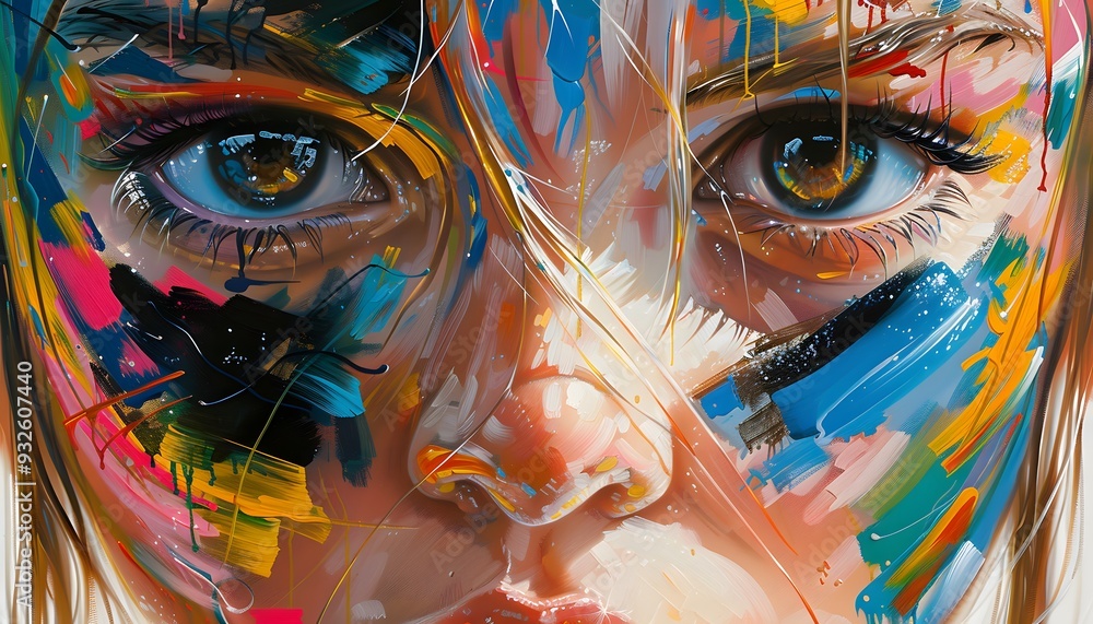 Vibrant face paint close-up. Vibrant face paint close-up.