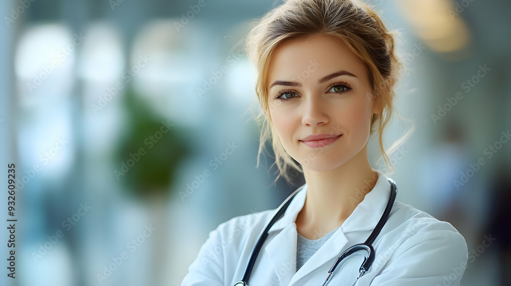 A confident healthcare professional in a medical setting. A confident healthcare professional in a medical setting.