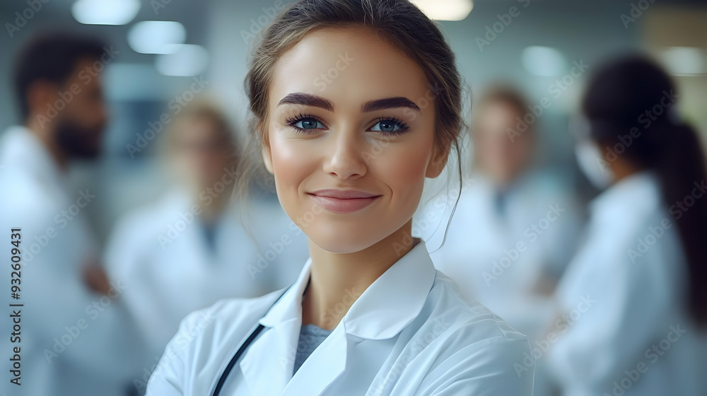 custom made wallpaper toronto digitalA confident healthcare professional smiling in a clinical setting.