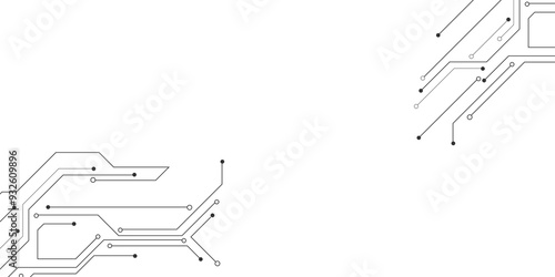 Vector Technology black circuit diagram concept. Abstract technology on white background. High-tech circuit board.
