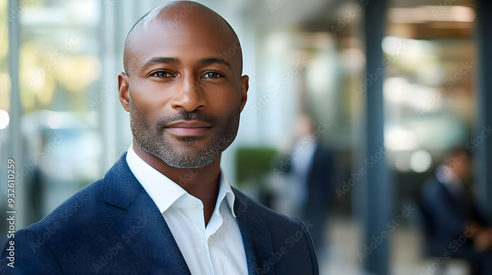 A confident man in a business suit, smiling in an urban setting. A confident man in a business suit, smiling in an urban setting.