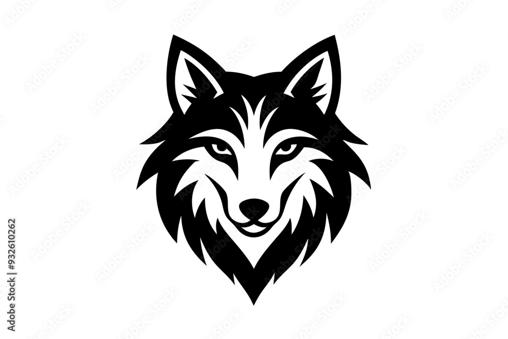 Fototapeta premium Wolf Face Silhouette Vector Mascot Logo - Minimalist and Bold Design