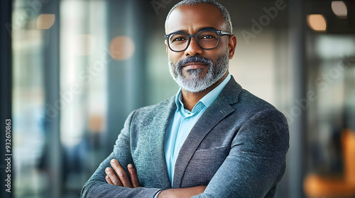 A confident man in a suit p...