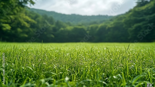 Mizumoto Park scenery with grassland and forest in early summer : Generative AI photo