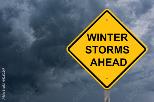 Winter Storm Ahead Warning Sign